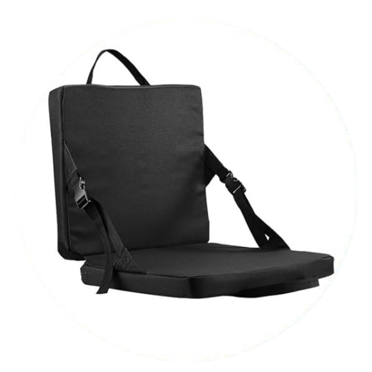 Black Portable Foldable Outdoor Seat – Multi-Functional Stadium & Boat Chair with Carry Handle