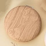 2 Pcs Khaki Portable Wooden-Style Makeup Mirror - Dual-Sided High-Definition Compact Mirror 