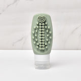 Green Travel Silicone Refillable Bottle Set – Multi-Functional Soft-Squeeze Dispenser with Built-in Brush (3-Pack)
