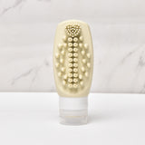 Beige Travel Silicone Refillable Bottle Set – Multi-Functional Soft-Squeeze Dispenser with Built-in Brush (3-Pack)