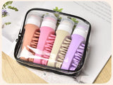 Combination A Travel silicone refillable water bottle set – multi-functional soft-press dispenser with brush and storage bag (4-pack)