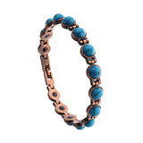 Vintage-Inspired Women's Copper-Tone Magnetic Bracelet – Turquoise Accent Magnetic Bangle