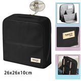 Black Magnetic Compartmentalized Standing Cosmetic Bag – Large Capacity with Mirror, Travel Makeup Organizer (26×10×26 cm)