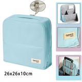 Blue Magnetic Compartmentalized Standing Cosmetic Bag – Large Capacity with Mirror, Travel Makeup Organizer (26×10×26 cm)