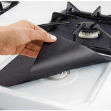 6 Pcs Black Heat-Resistant Gas Stove Mat – Non-Stick Teflon Coated Fiberglass Protector for Cooktops (270mm × 270mm)