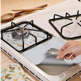 6 Pcs Silver Heat-Resistant Gas Stove Mat – Non-Stick Teflon Coated Fiberglass Protector for Cooktops (270mm × 270mm)