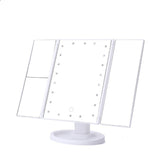 White 360° Rotating LED Tri-Fold Makeup Mirror – 22-Bulb Illuminated Vanity Mirror with 1X/2X/3X Magnification