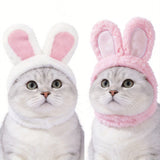 2 Pcs (White and Pink) Adorable Bunny Ears Cat Hat – Soft Plush Pet Costume Headband for Cats