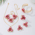 White Floral Enamel Jewelry Set – Five-Piece Alloy Accessory Collection with Minimalist Botanical Design