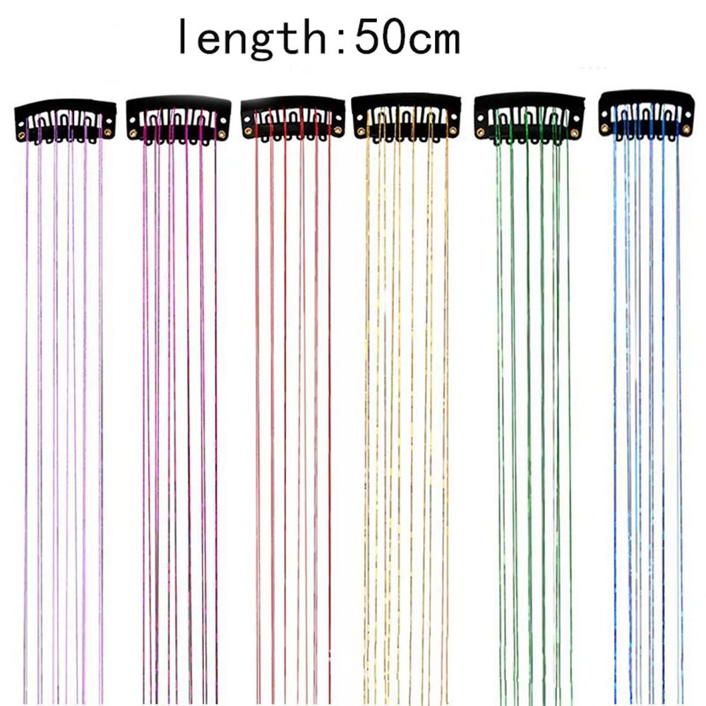 Gold Laser Iridescent Hair Extensions – 12-Piece Clip-In Highlight Strands (High-Temperature Fiber)
