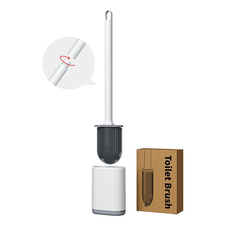 White Wall-Mountable Toilet Brush Set – Soft-Tip 360° Cleaning System