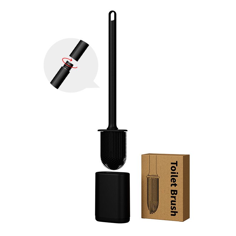 Black Wall-Mountable Toilet Brush Set – Soft-Tip 360° Cleaning System