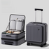 Black Front Opening Carry On Luggage 18 Inch - Lightweight Hard Shell Suitcase with Spinner Wheels, Shockproof Laptop Compartment, USB Charging Port - Ideal for Business Trips and Short Travels