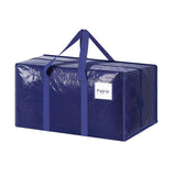 Dark blue heavy duty moving bag with reinforced handles and zipper.