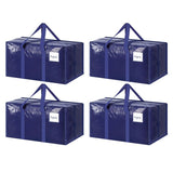 4 Pack Extra Heavy Duty Large Moving Bags with Strong Zipper & Comfortable Handles, Sturdy & Durable Clothes Storage Bags Totes Bins,  Packing Moving Boxes for Clothes, Bedding, Dorm & Travel, Dark Blue