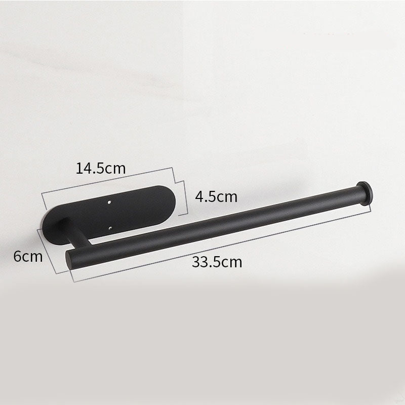 Black Stainless Steel Kitchen Paper Holder with Adhesive Mounting – Under Cabinet Tissue Roll Rack for Paper Towels, Toilet Paper or Plastic Wrap