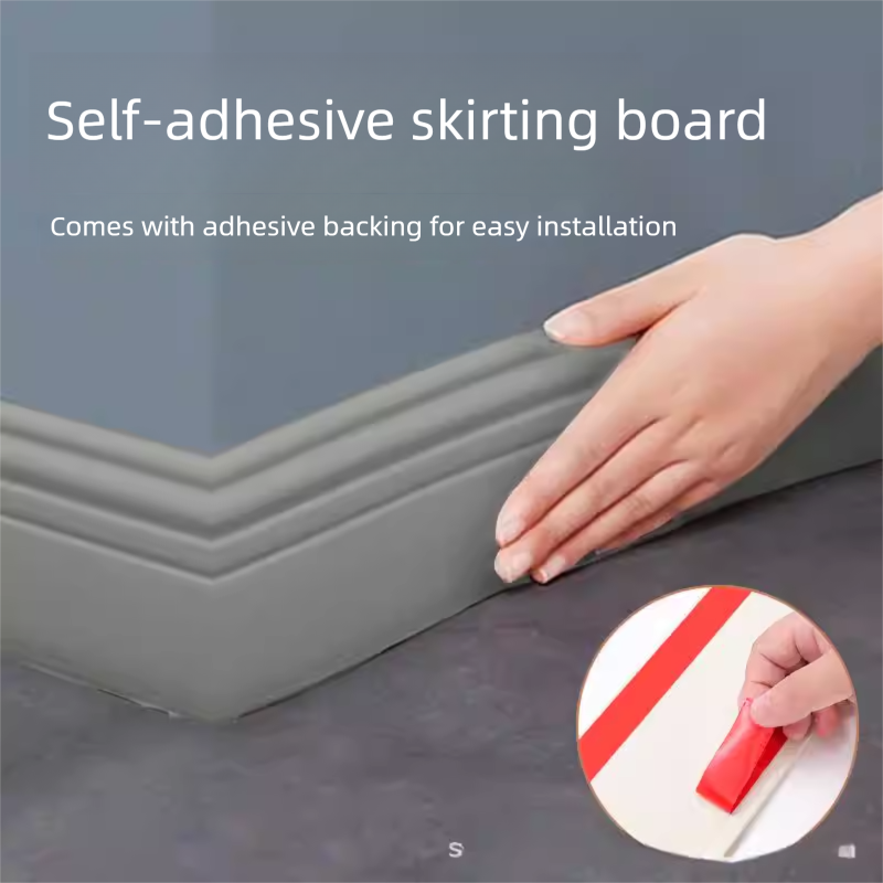 Grey 3-Meter Self-Adhesive Reinforced Skirting Board – 10 cm Wide Wall Decorative Trim for Home Interior