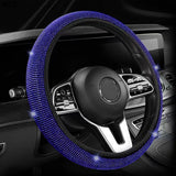 Blue Crystal Rhinestone Steering Wheel Cover – Elastic Stretch Design with Full Diamond Embellishment