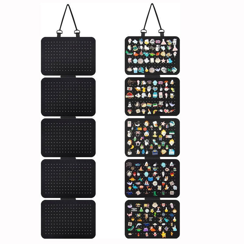 Black Pin Storage Hanging Organizer – 5-Piece Removable Felt Board Display Rack for Brooches, Badges & Collectibles