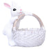 White Easter Rabbit Resin Decor with Basket – Festive Home Ornament for Spring and Holiday Display
