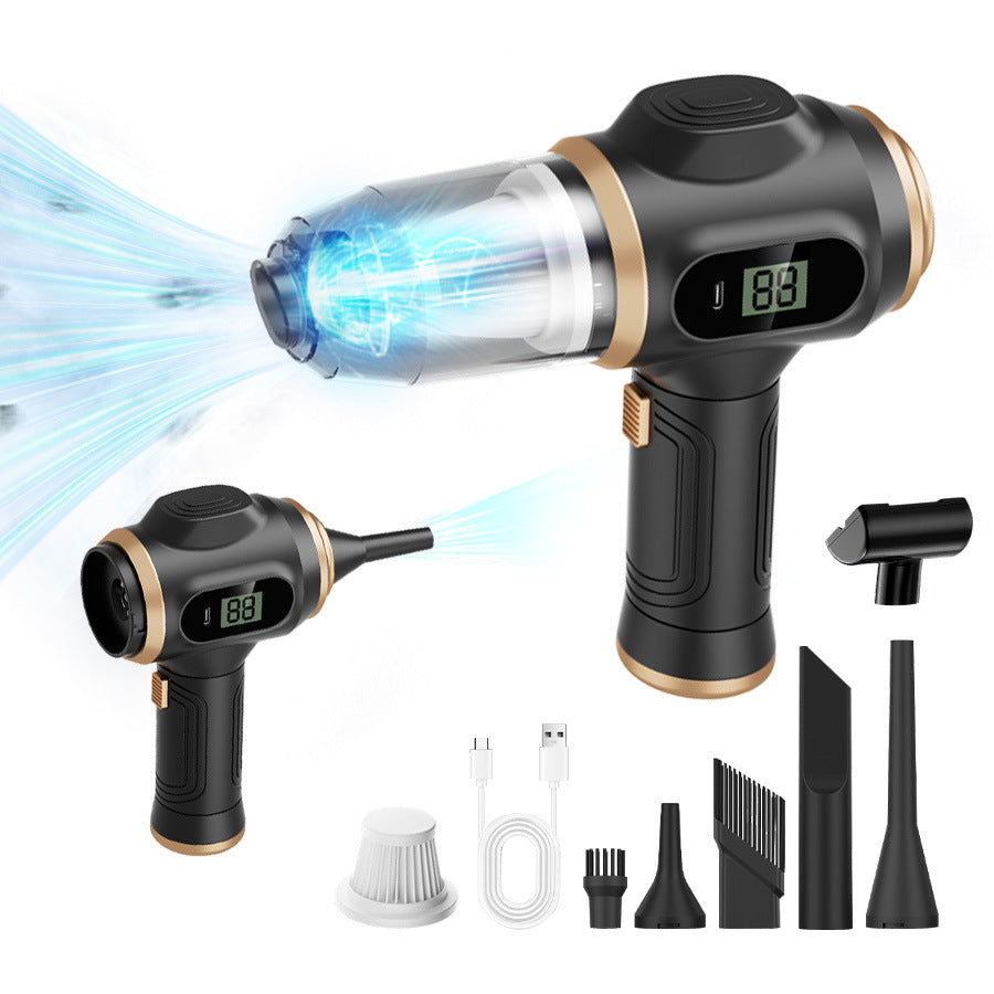 Black Portable Wireless Car Vacuum Cleaner – Powerful Suction for Car and Home Use with Dual-Function Air Blower(2000MHA)