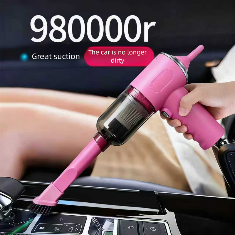 Pink High-Power Cordless Handheld Vacuum Cleaner – Compact, Rechargeable, and Portable for Home, Car, and Desk Use