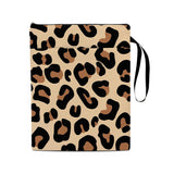 Leopard print Zippered Book Sleeve with Printed Design – Waterproof Protective Cover for Books, Ideal for Readers and Students with Extra Pocket & Carry Strap