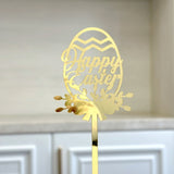 10-Piece Set of Elegant Easter Cake Toppers – Gold Acrylic "Happy Easter" Decorations with Bunny & Egg Designs, Perfect for Party Cakes and Festive Table Settings(Style 1)