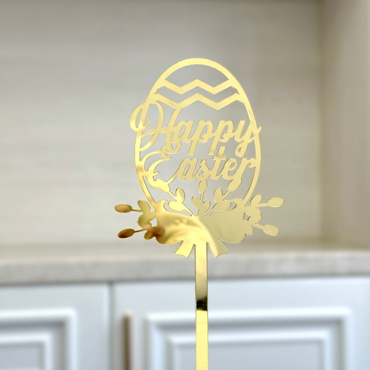 10-Piece Set of Elegant Easter Cake Toppers – Gold Acrylic "Happy Easter" Decorations with Bunny & Egg Designs, Perfect for Party Cakes and Festive Table Settings(Style 1)