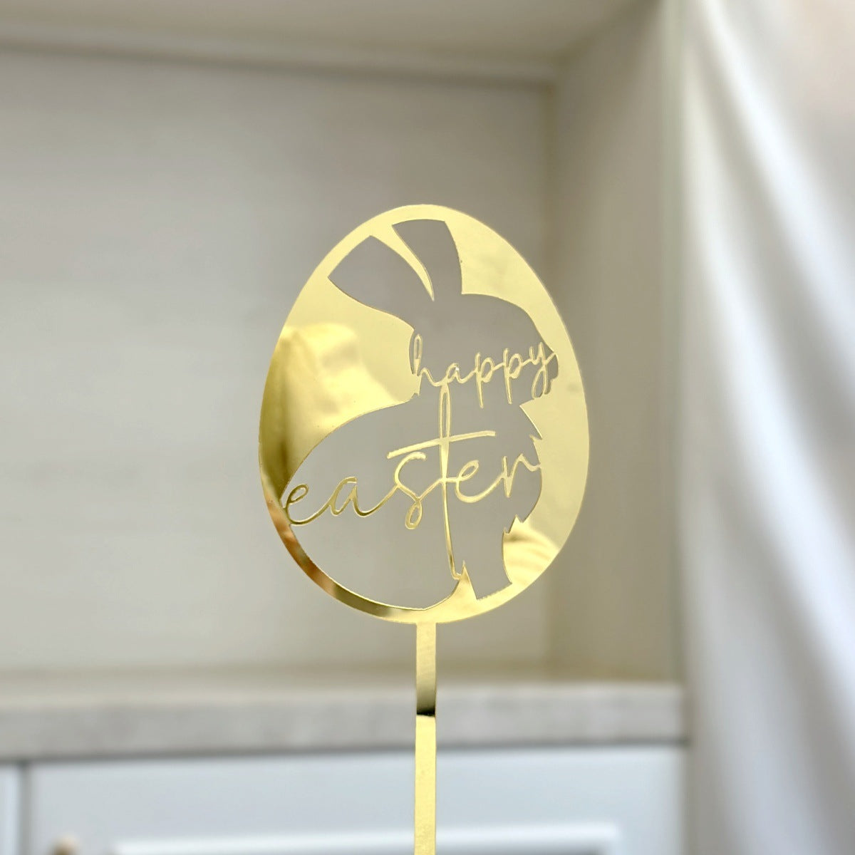 10-Piece Set of Elegant Easter Cake Toppers – Gold Acrylic "Happy Easter" Decorations with Bunny & Egg Designs, Perfect for Party Cakes and Festive Table Settings(Style 2)
