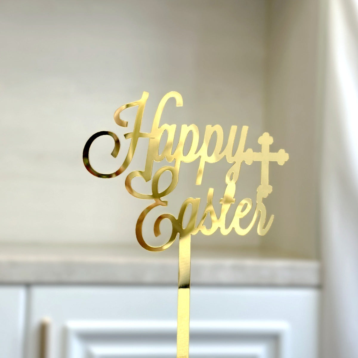 10-Piece Set of Elegant Easter Cake Toppers – Gold Acrylic "Happy Easter" Decorations with Bunny & Egg Designs, Perfect for Party Cakes and Festive Table Settings(Style 5)