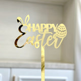 10-Piece Set of Elegant Easter Cake Toppers – Gold Acrylic "Happy Easter" Decorations with Bunny & Egg Designs, Perfect for Party Cakes and Festive Table Settings(Style 6)