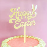 10-Piece Set of Elegant Easter Cake Toppers – Gold Acrylic "Happy Easter" Decorations with Bunny & Egg Designs, Perfect for Party Cakes and Festive Table Settings(Style 8)