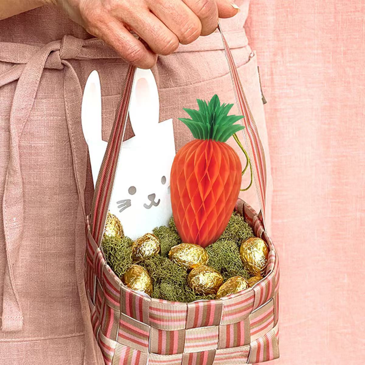 Easter Carrot Honeycomb Decorations – 10-Piece Set of 20cm Paper Carrots, Hanging Ornaments for Party and Home Decoration