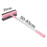Pink Home Window Cleaner – Adjustable Aluminum Alloy Glass Scraper with Dual-Sided Sponge and Rubber Blade, Easy-to-Use Window Cleaning Tool