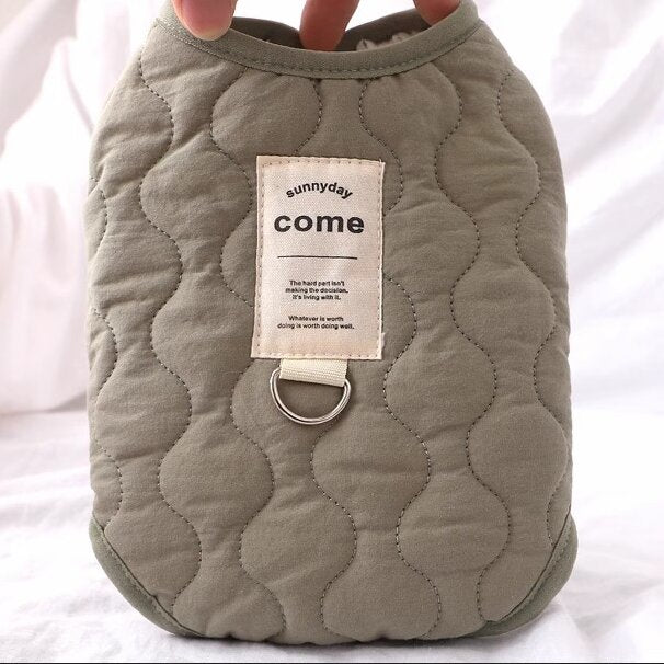 Green Winter Dog Vest for Small and Medium Breeds – Thickened Warm Quilted Coat with Soft Fleece Lining, Adjustable Fit for Dogs and Cats(Size: XL)