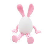 3-Piece Pink rabbit-ear white egg Easter Figurine Set – Identical Poseable Egg-Shaped Toys for Holiday Display and Interactive Play