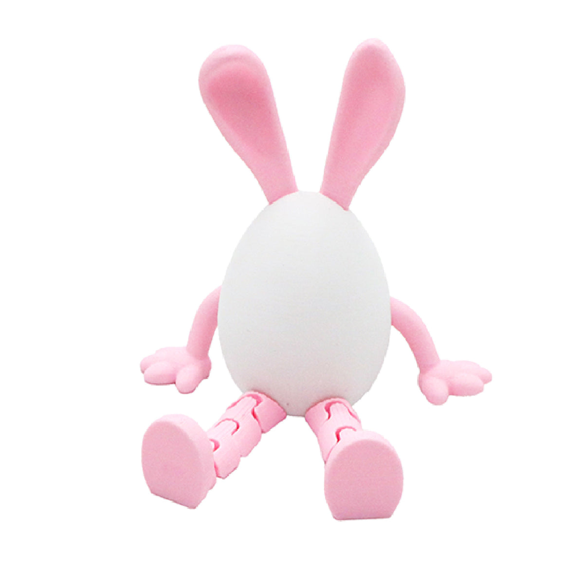 3-Piece Pink rabbit-ear white egg Easter Figurine Set – Identical Poseable Egg-Shaped Toys for Holiday Display and Interactive Play
