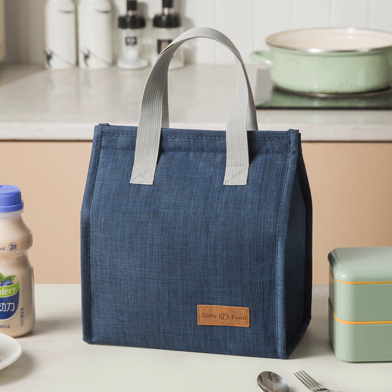 2-Piece navy blue Vertical Lunch Tote Set – Compact Insulated Meal Bag with Large Capacity and Durable Handle for Daily Use