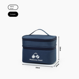 Dark blue Compact Double-Layer Medicine Storage Case – Portable First Aid Organizer for Home, Travel & Emergency Use