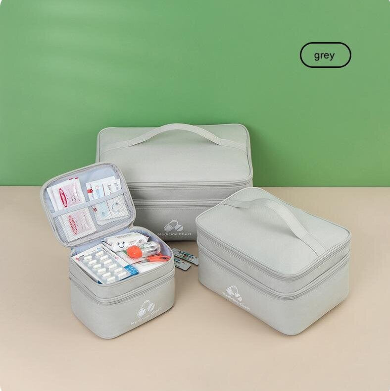 Beige 3-Piece First Aid Organizer Set – Small, Medium & Large Medicine Storage Cases (19/23/35cm) for Home & Travel