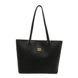 Black Large Capacity Tote Bag – Vintage-Style Shoulder Handbag for Daily Use & Office Commute