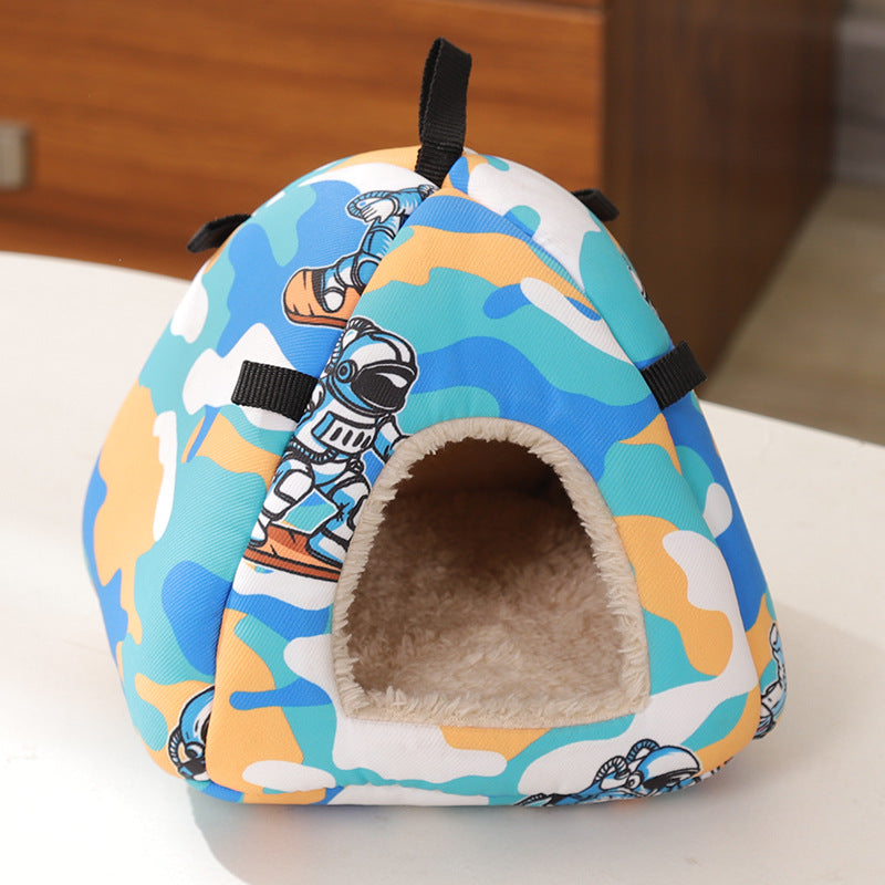Graffiti Space Soft Shelter for Small Mammals – Hanging & Floor Use, Waterproof Surface, Easy Clean(Size: M)