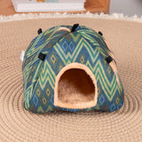 Ethnic-style canvas design Soft Shelter for Small Mammals – Hanging & Floor Use, Waterproof Surface, Easy Clean(Size: M)