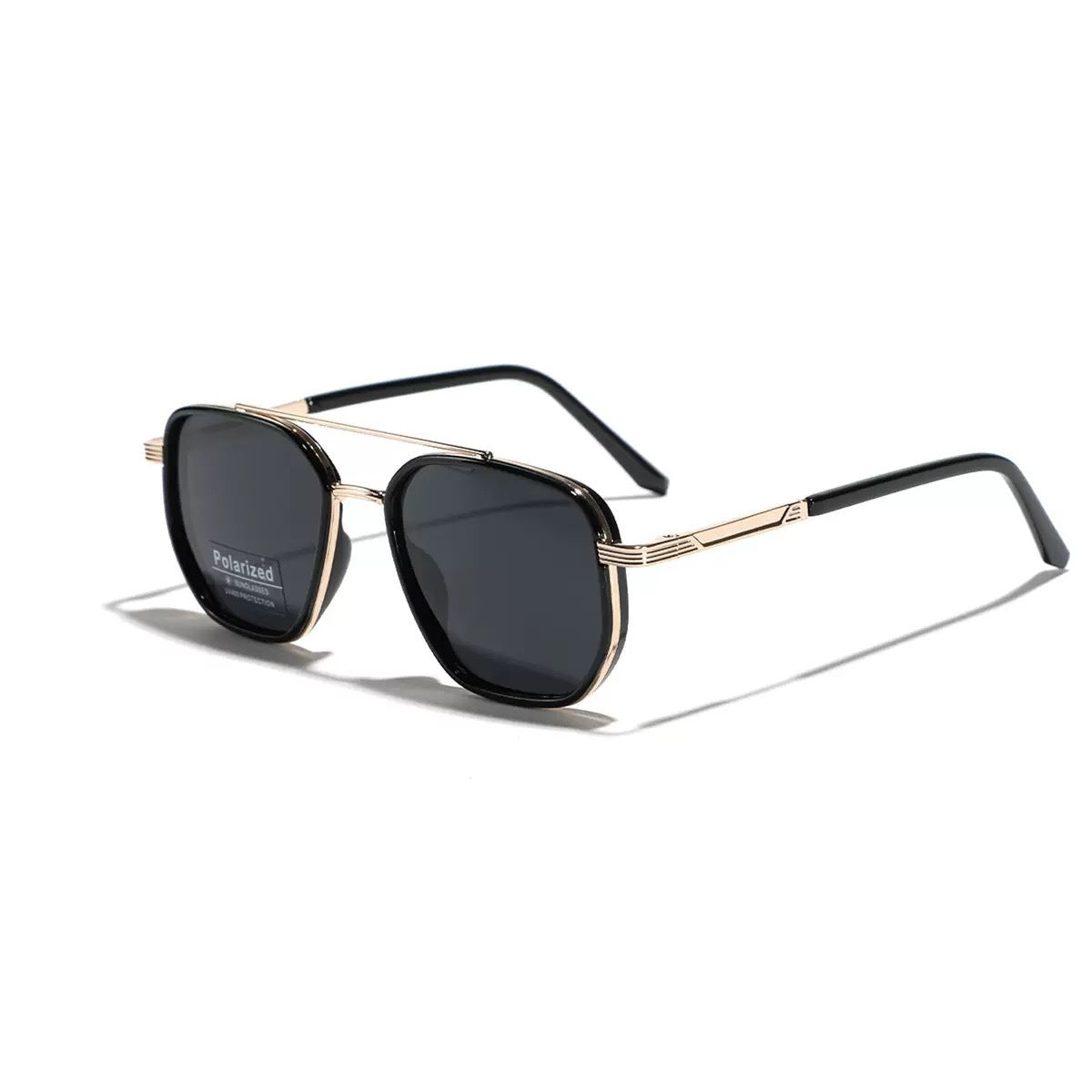 Gold and black Rectangular Sunglasses – Classic Frame Design with Adjustable Nose Pads for Daily Wear