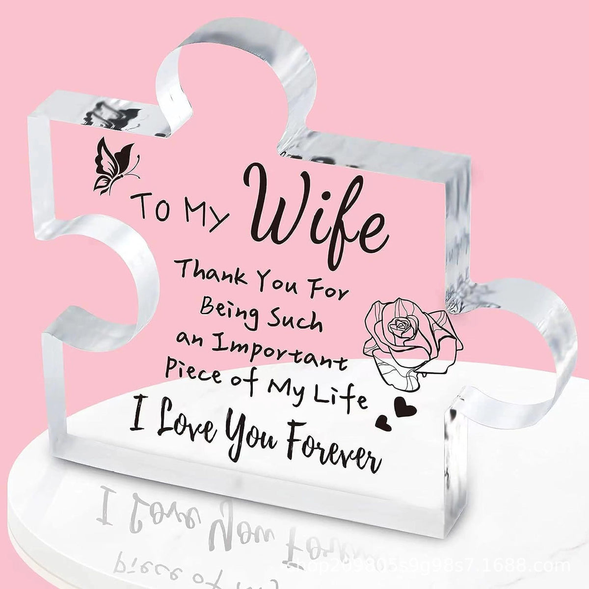 Interlocking Puzzle-Shaped Desktop Decor – 10.5cm Square Display Piece for Home or Gifting(Wife)