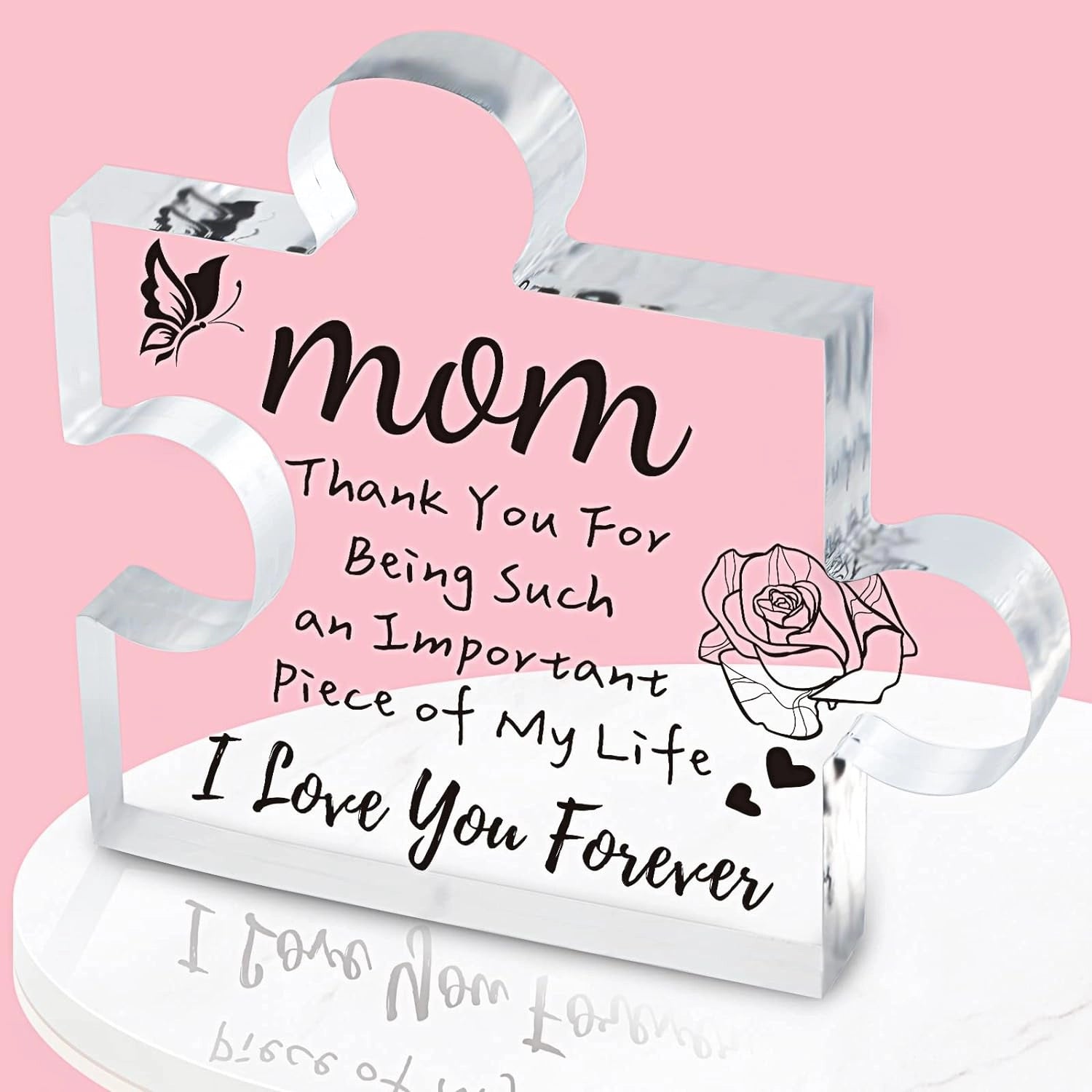 Interlocking Puzzle-Shaped Desktop Decor – 10.5cm Square Display Piece for Home or Gifting(Mom)
