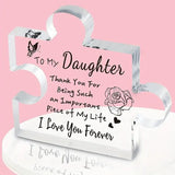 Interlocking Puzzle-Shaped Desktop Decor – 10.5cm Square Display Piece for Home or Gifting(Daughter)