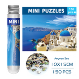 2 PCS 150-Piece Mini Puzzle in Reusable Tube – Compact Jigsaw for Home or Travel, Frame Not Included(137-Aegean Sea)