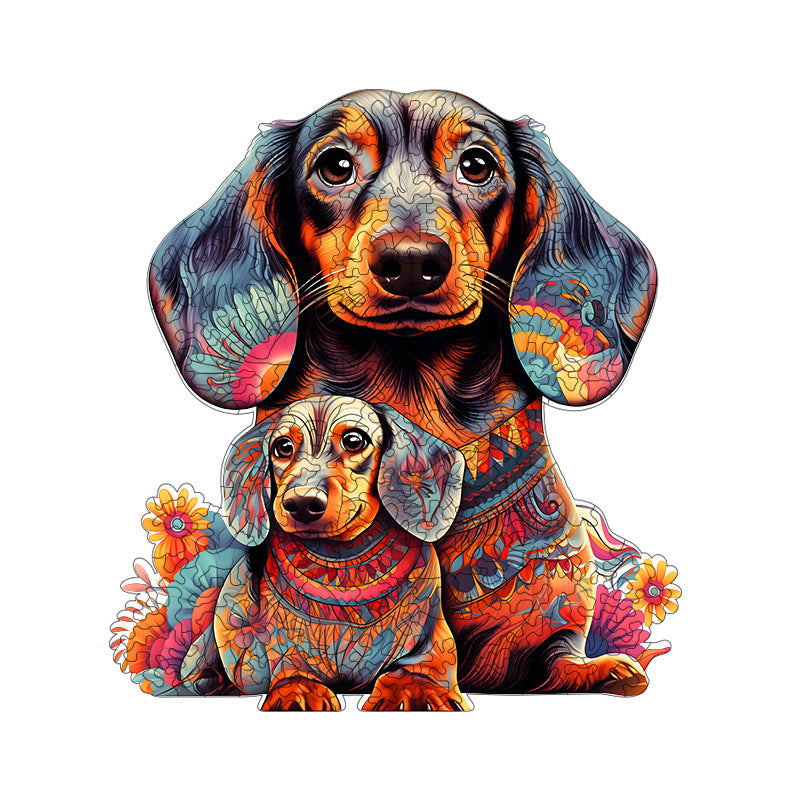 Irregular-Shaped Puzzle – A3 Size (33×43cm), 210-Piece Design, 4mm Thickness, Compact Packaging(A mother and her puppies)